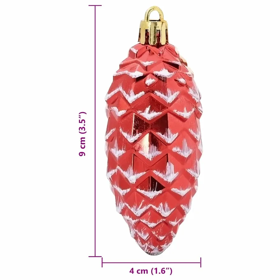 Boule de Pomme de Pin de Noël 40 pcs Rouge Plastique - 6