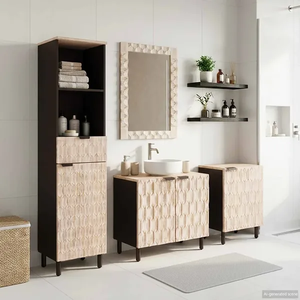 Ensembles de salle de bain 4 pcs Finition Lavage Blanc