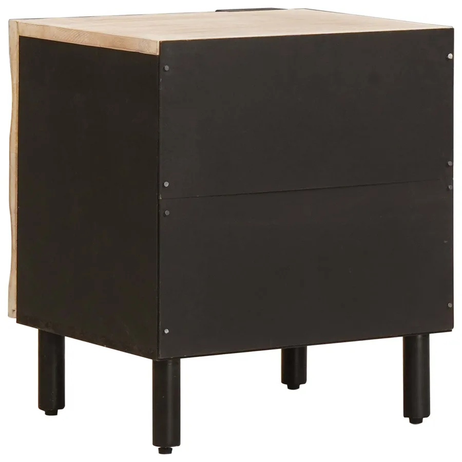 Cabinet de chevet Blanc 40 x 33 x 46 cm Bois de mangue massif - 5