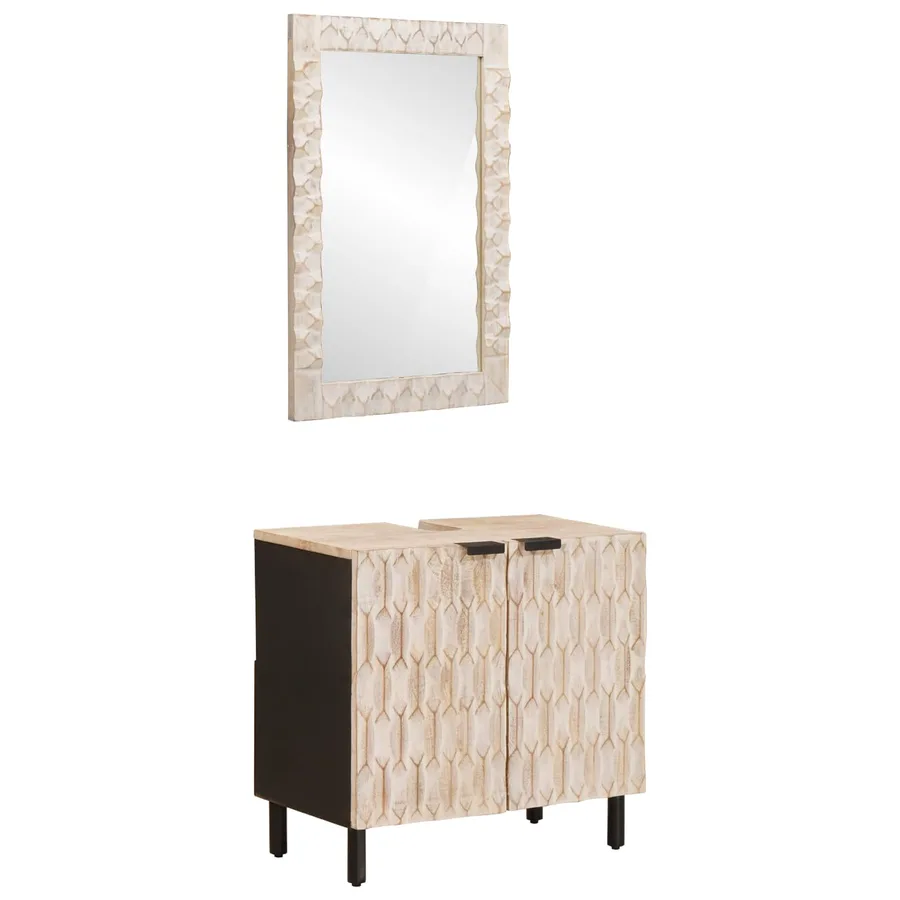 Ensembles de salle de bain avec stockage Finition Lavage Blanc - 2