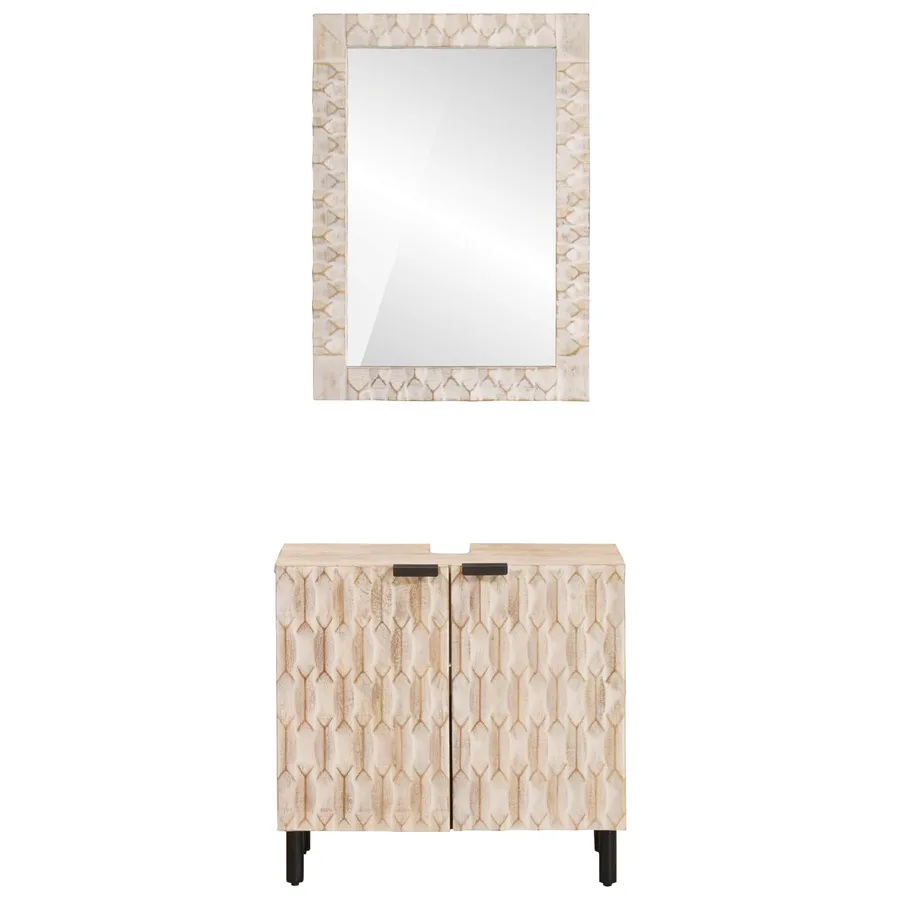 Ensembles de salle de bain avec stockage Finition Lavage Blanc - 6