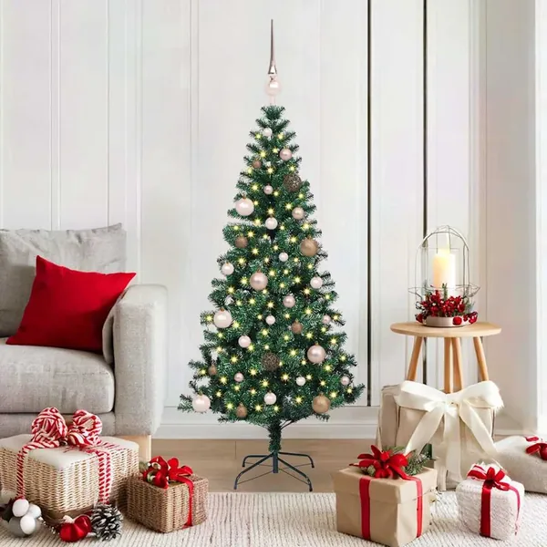 Sapin de Noël artificiel pré-éclairé Vert 150 cm PVC et métal