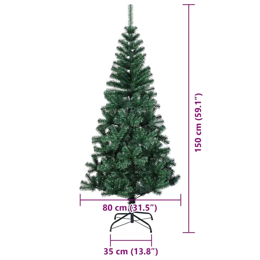 Sapin de Noël artificiel pré-éclairé Vert 150 cm PVC et métal - 18