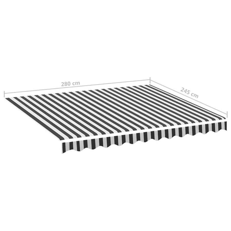 Tissu de remplacement pour auvent anthracite et blanc 3x2,5 m polyester - 6
