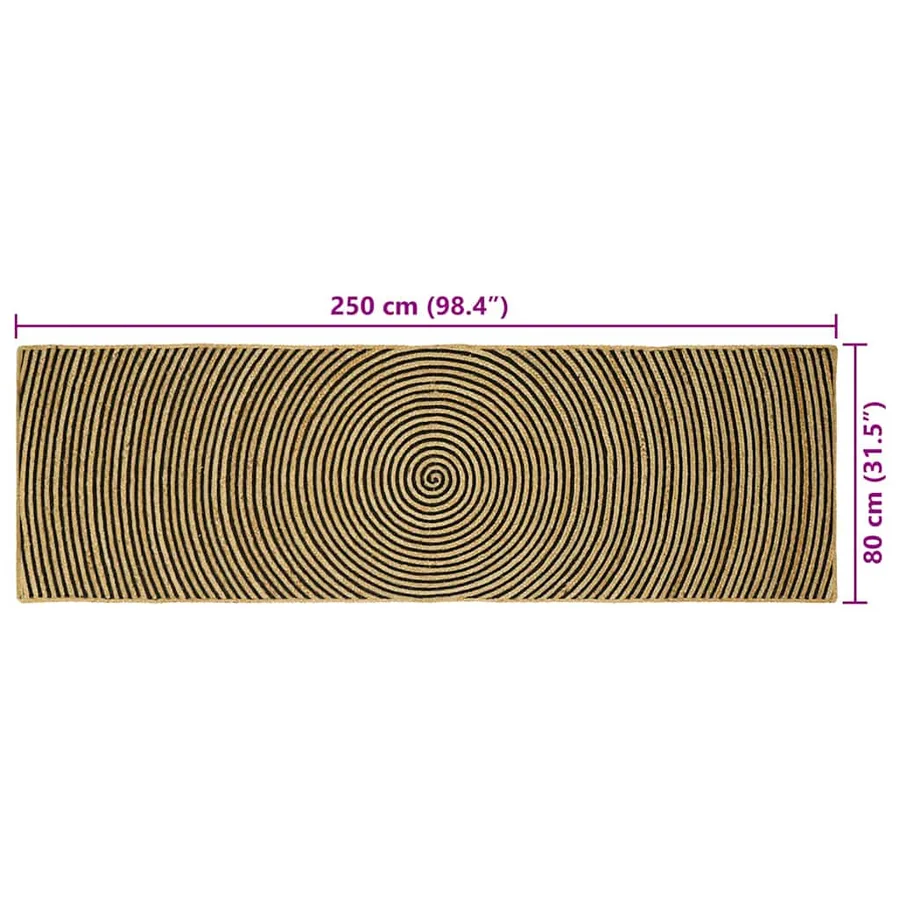 Tapis de surface Noir 80 x 250 cm Jute - 9