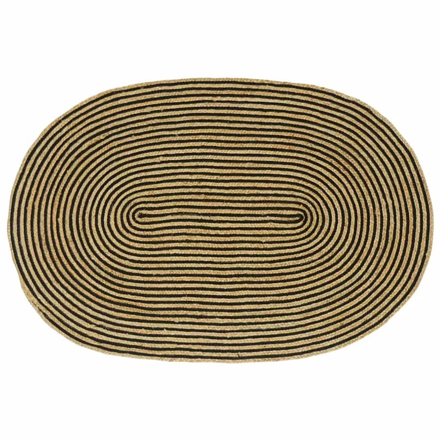 Tapis de surface Naturel et noir 122 x 183 cm Jute