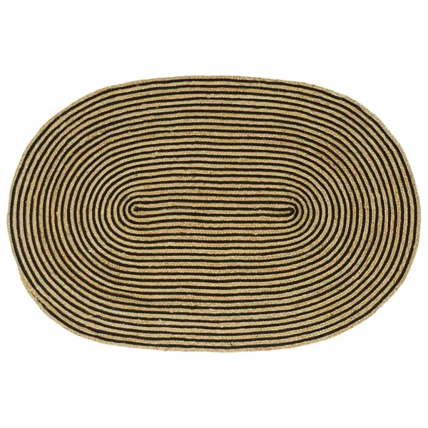 Tapis de surface Naturel et noir 122 x 183 cm Jute