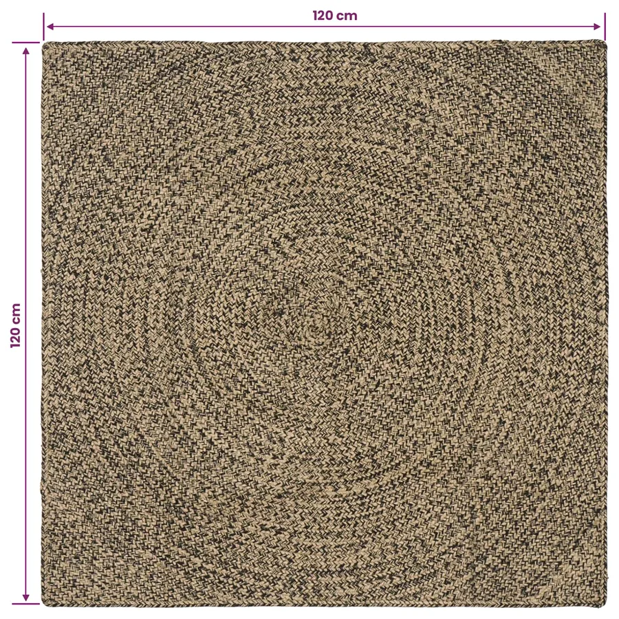 Tapis de surface Naturel et noir 120 x 120 cm Jute - 8