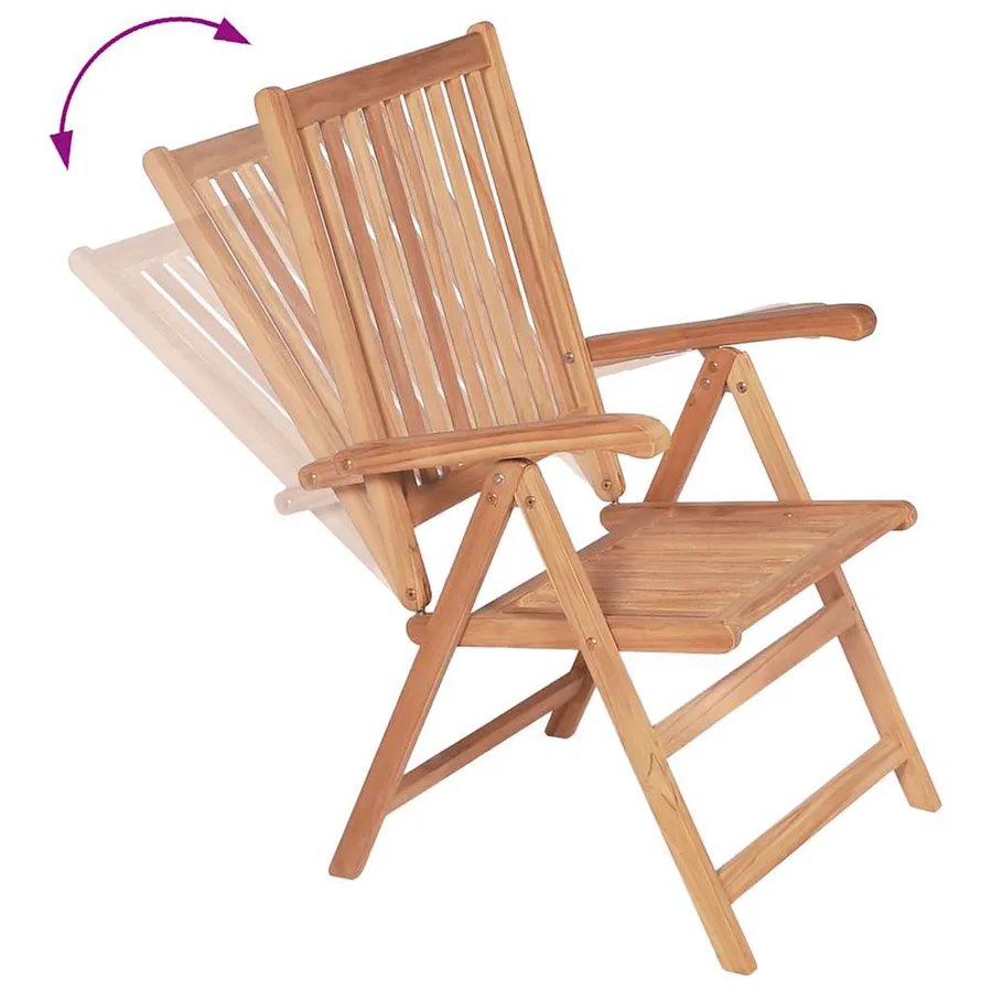Chaises inclinables de jardin lot de 2 Bois de teck solide - 5