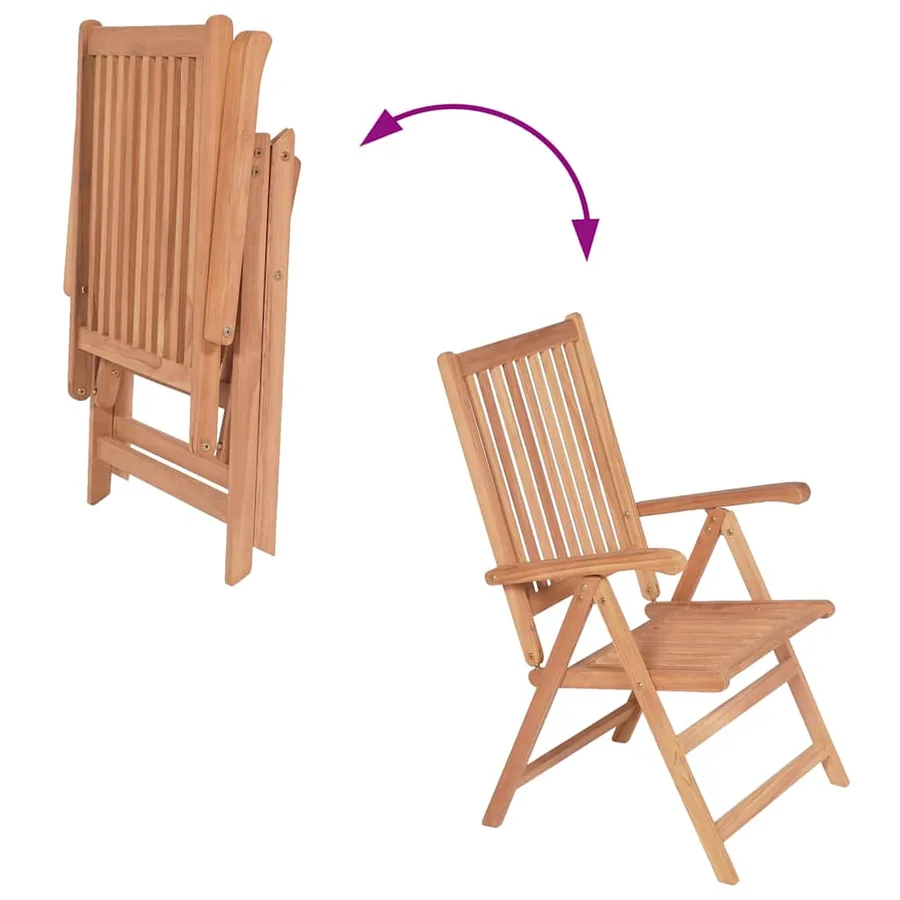 Chaises inclinables de jardin lot de 2 Bois de teck solide - 6