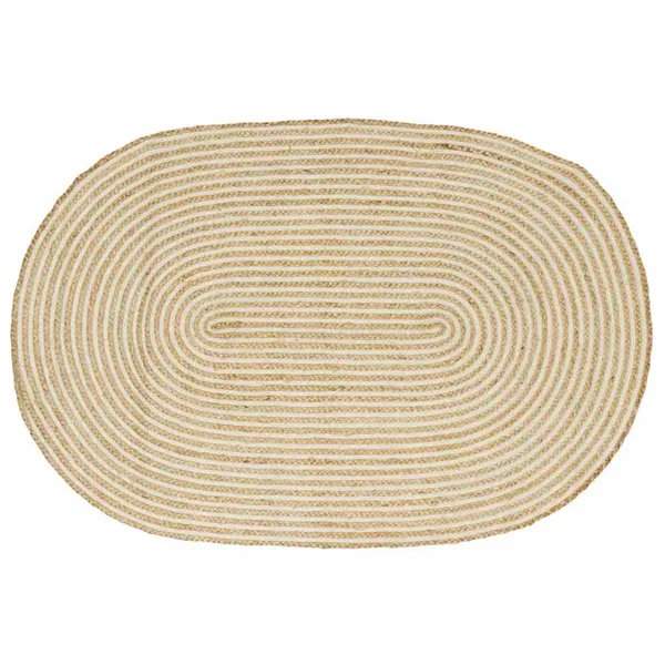 Tapis de surface Naturel et Blanc 100 x 152 cm Jute