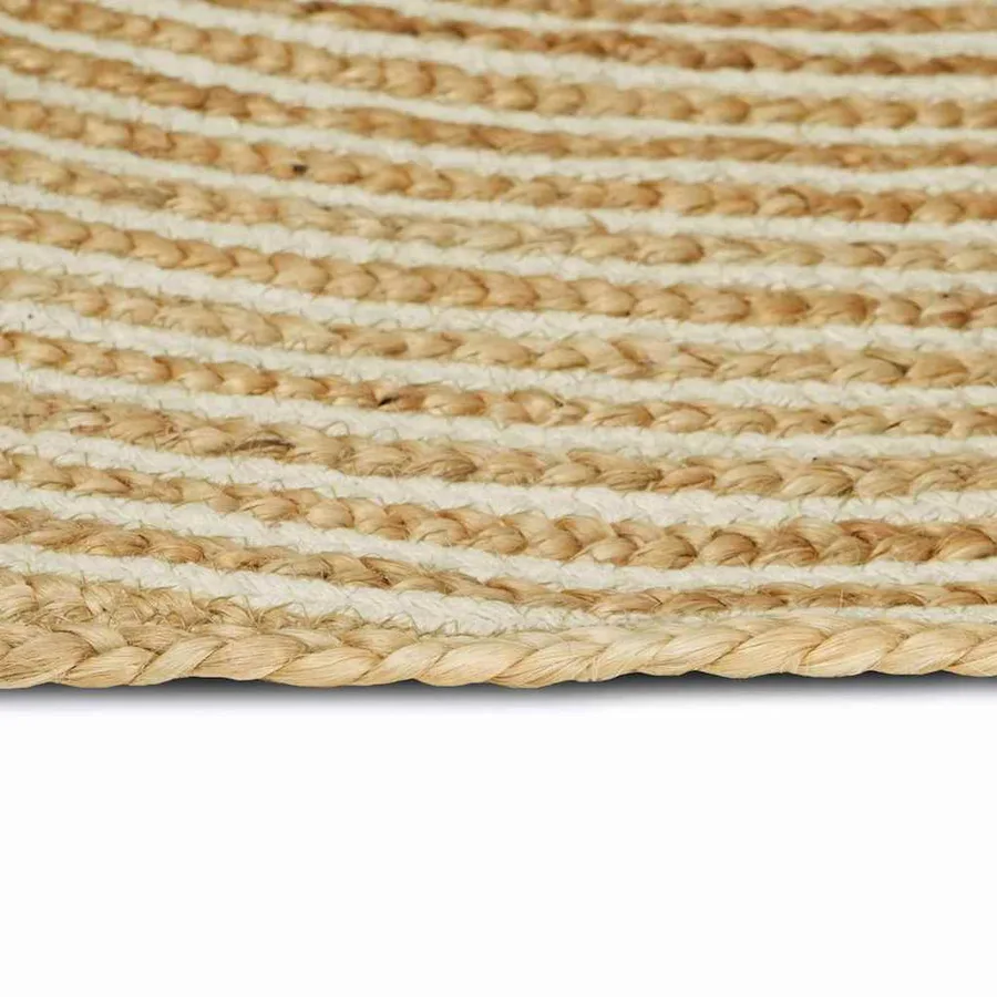 Tapis de surface Naturel et Blanc 100 x 152 cm Jute - 2