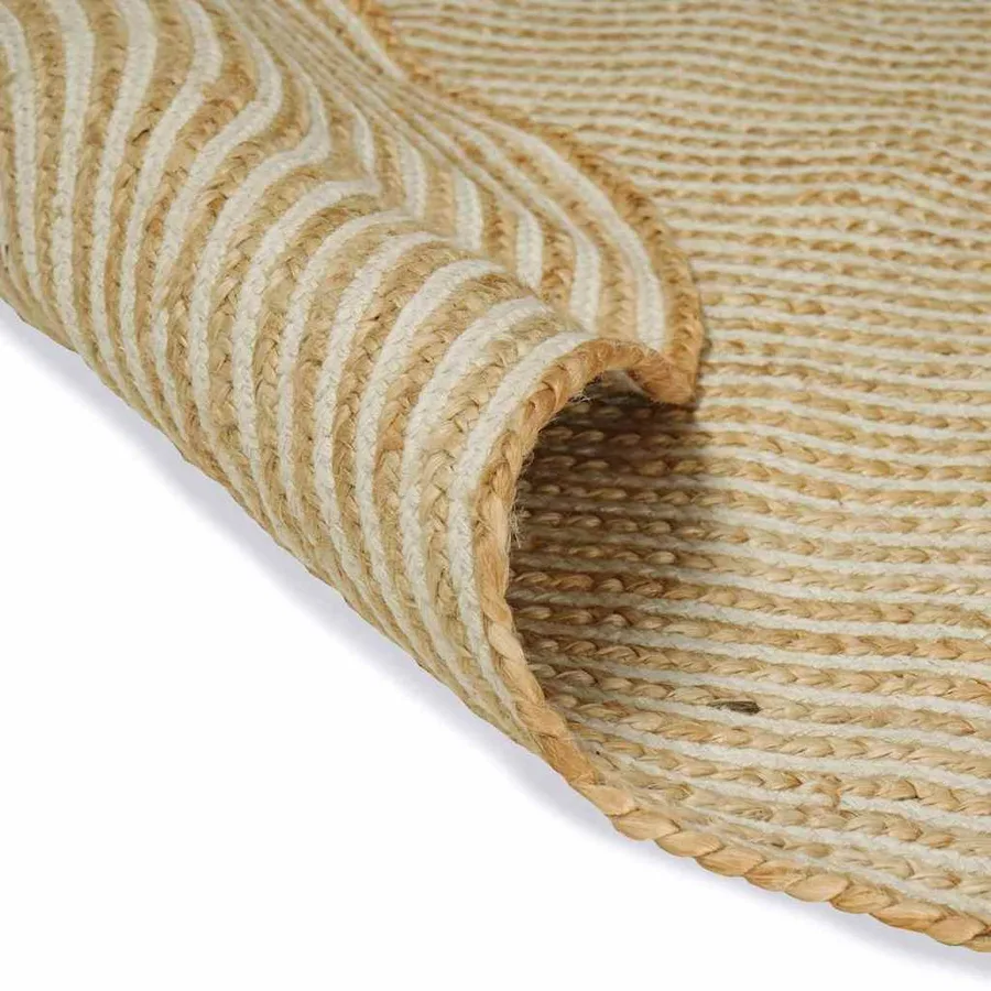 Tapis de surface Naturel et Blanc 100 x 152 cm Jute - 3