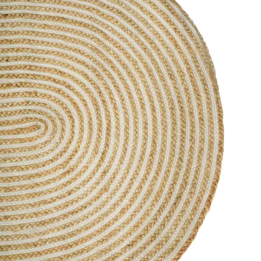 Tapis de surface Naturel et Blanc 100 x 152 cm Jute - 4