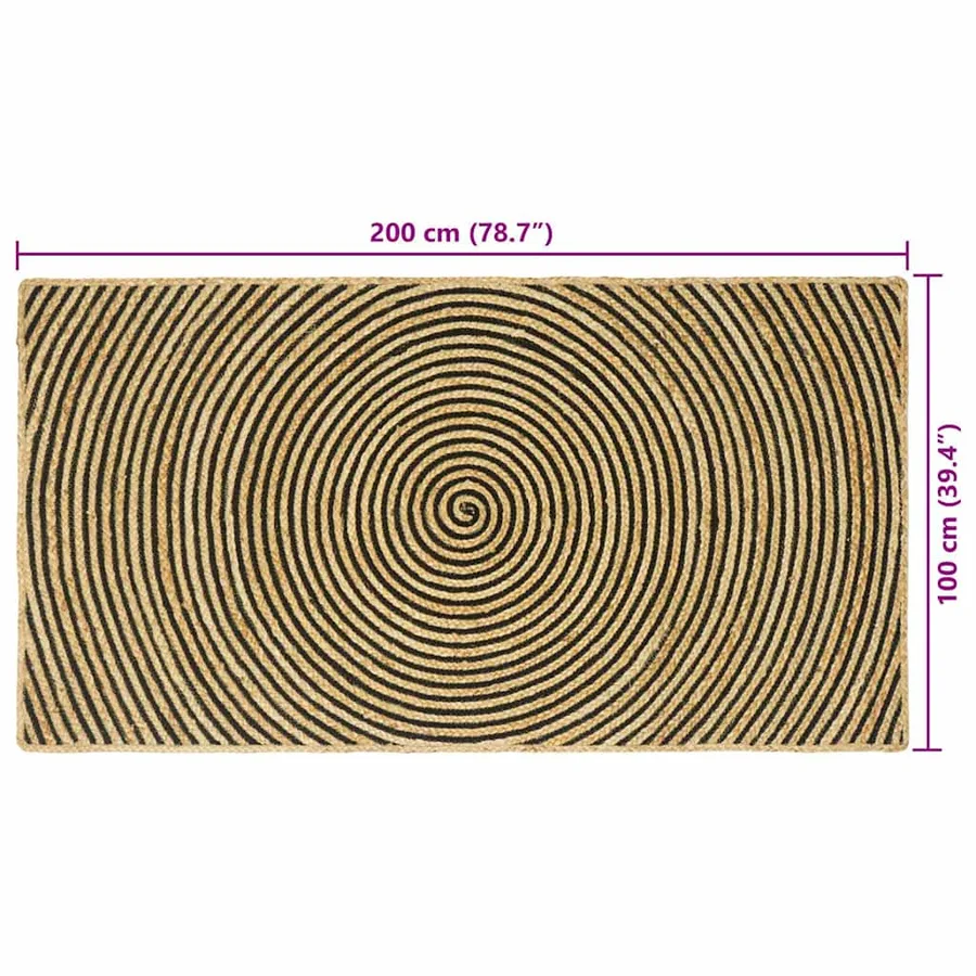 Tapis de surface Noir 100 x 200 cm Jute - 9