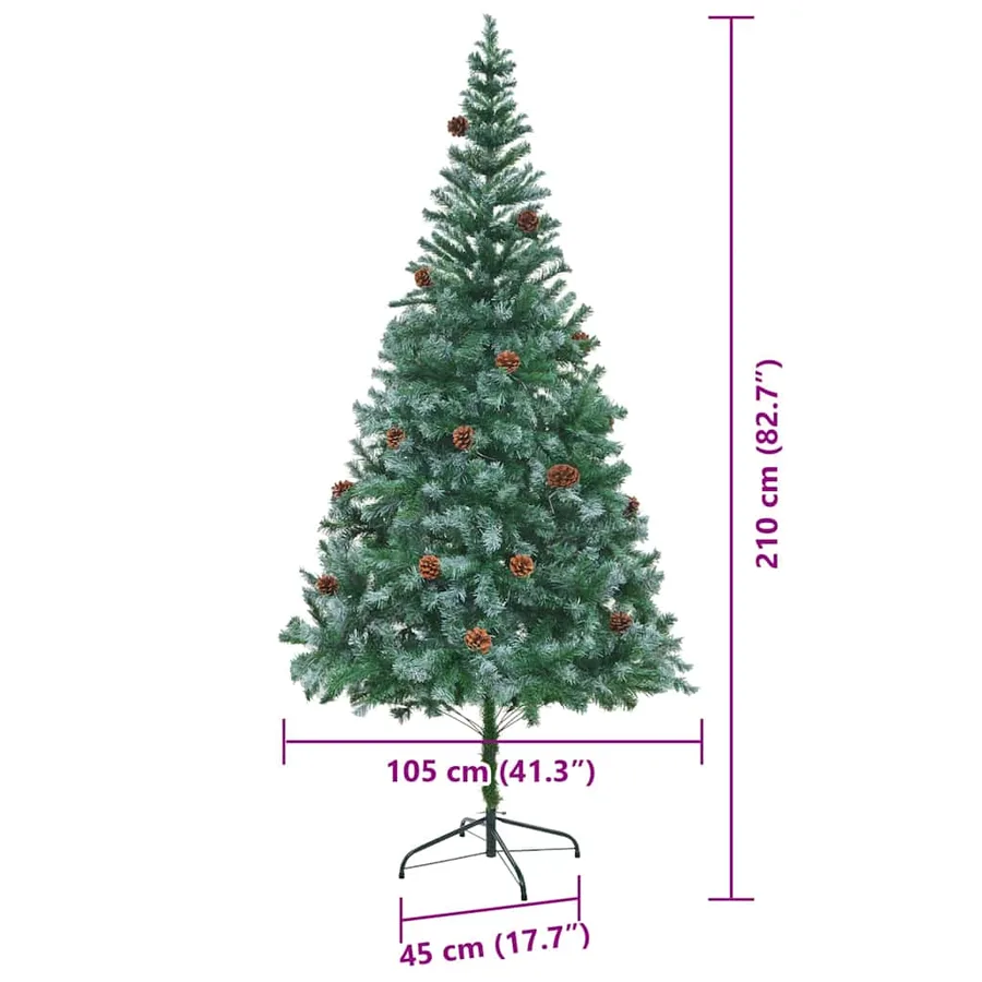 Sapin de Noël artificiel avec 300 LED Vert 210 cm PVC et Acier - 16