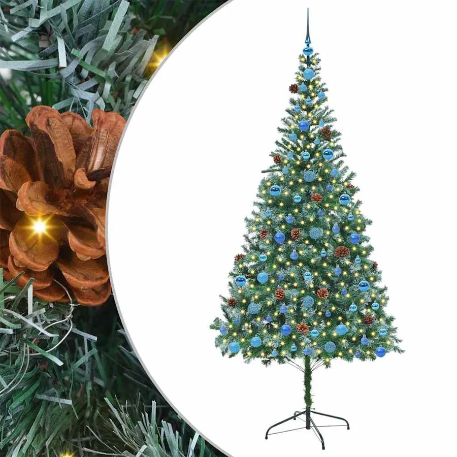 Sapin de Noël artificiel avec 300 LED Vert 210 cm PVC et Acier - 2