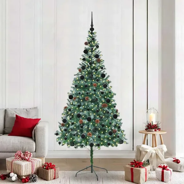 Sapin de Noël artificiel avec 300 LED Vert 210 cm PVC et Acier