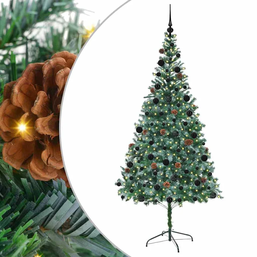 Sapin de Noël artificiel avec 300 LED Vert 210 cm PVC et Acier - 2