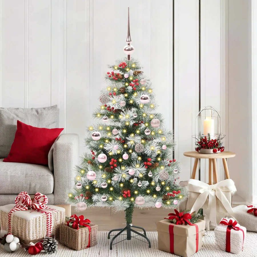 Sapin de Noël artificiel Vert et blanc 150 cm