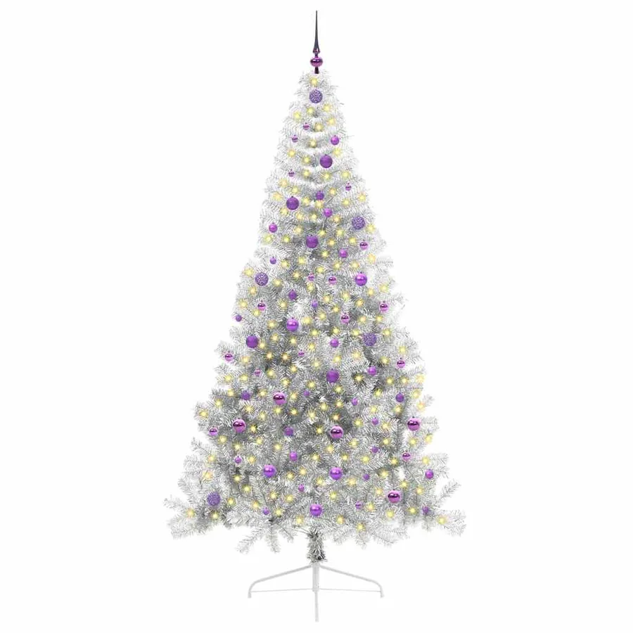 Sapin de Noël artificiel pré-éclairé Argent 240 cm PET - 3