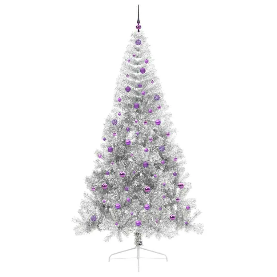 Sapin de Noël artificiel pré-éclairé Argent 240 cm PET - 4