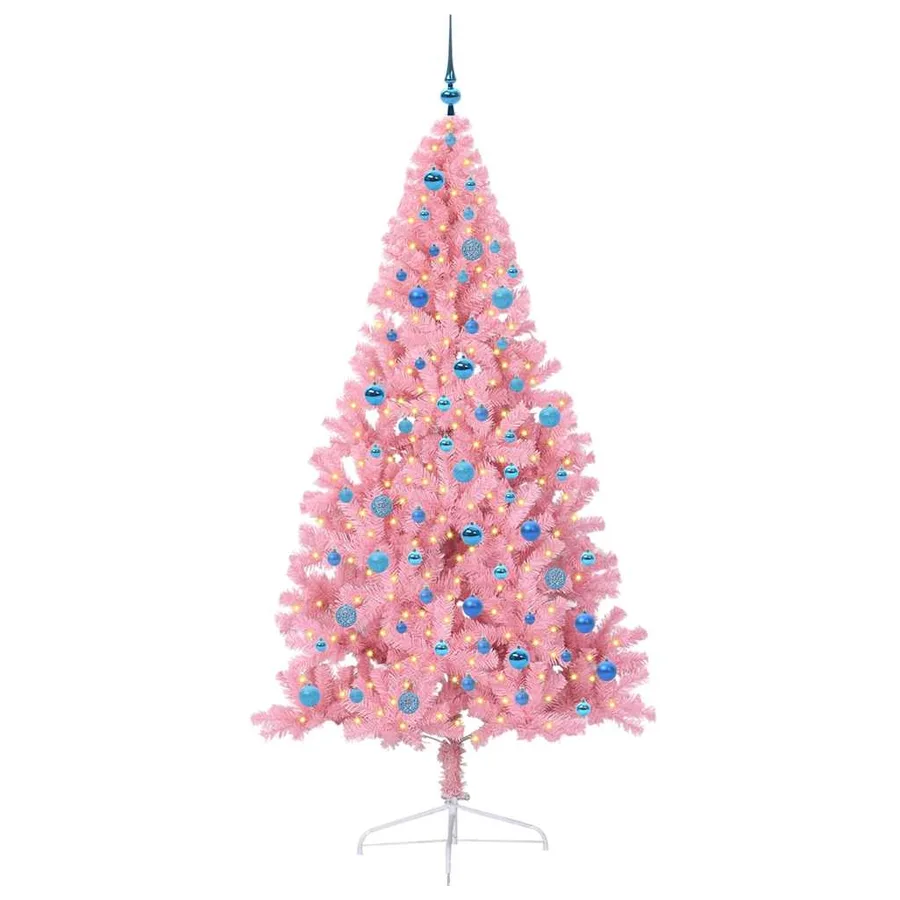Sapin de Noël artificiel pré-éclairé Rose 240 cm PVC - 3