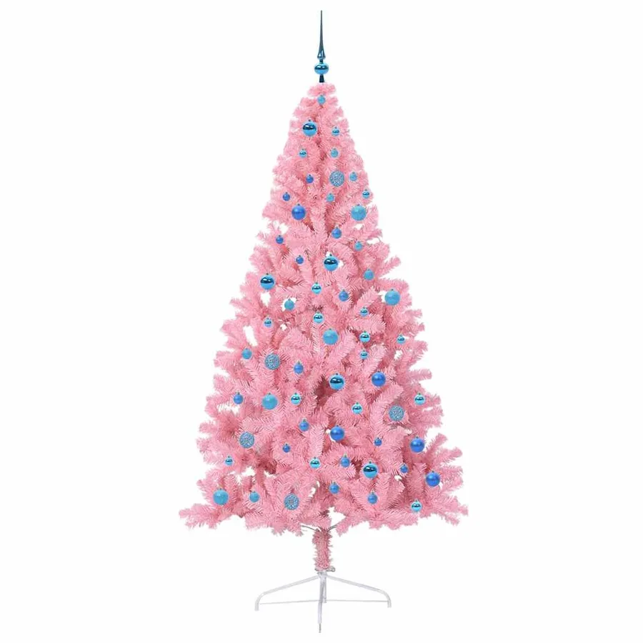 Sapin de Noël artificiel pré-éclairé Rose 240 cm PVC - 4