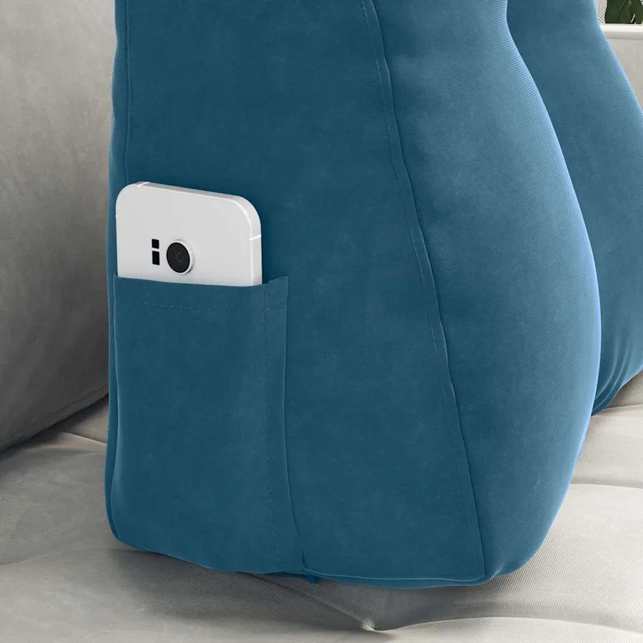Coussin de Dos Bleu 45 x 24 x 50 cm Velours - 5