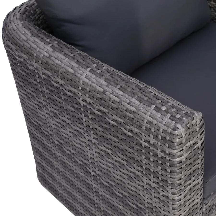 Chaise de jardin avec coussin et oreiller Résine tressée Gris - 4