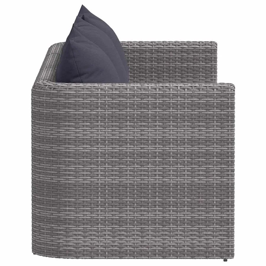 Meuble de jardin 3 pcs avec coussins Gris Résine tressée - 4
