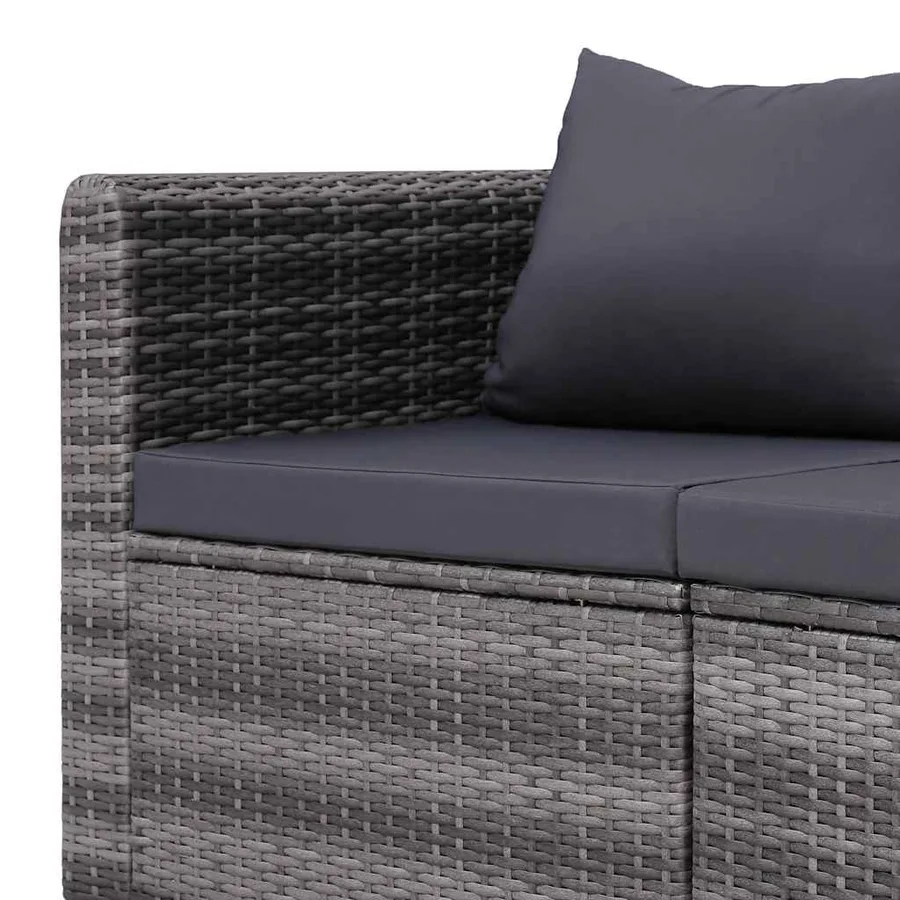 Meuble de jardin 3 pcs avec coussins Gris Résine tressée - 6