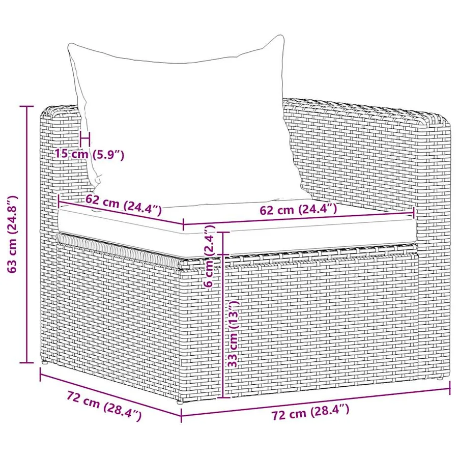 Meuble de jardin 3 pcs avec coussins Gris Résine tressée - 9