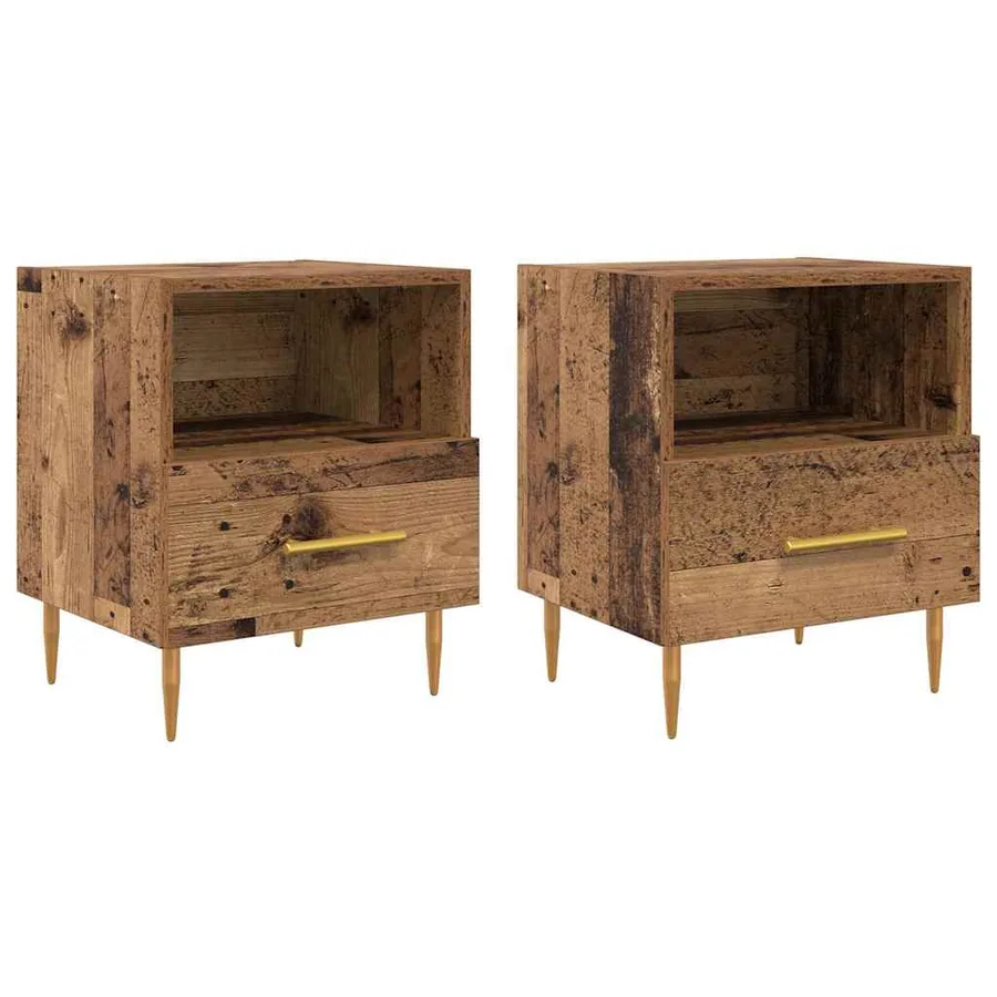 Table de chevet avec tiroir 2 pcs Bois ancien 40 x 35 x 47,5 cm - 2