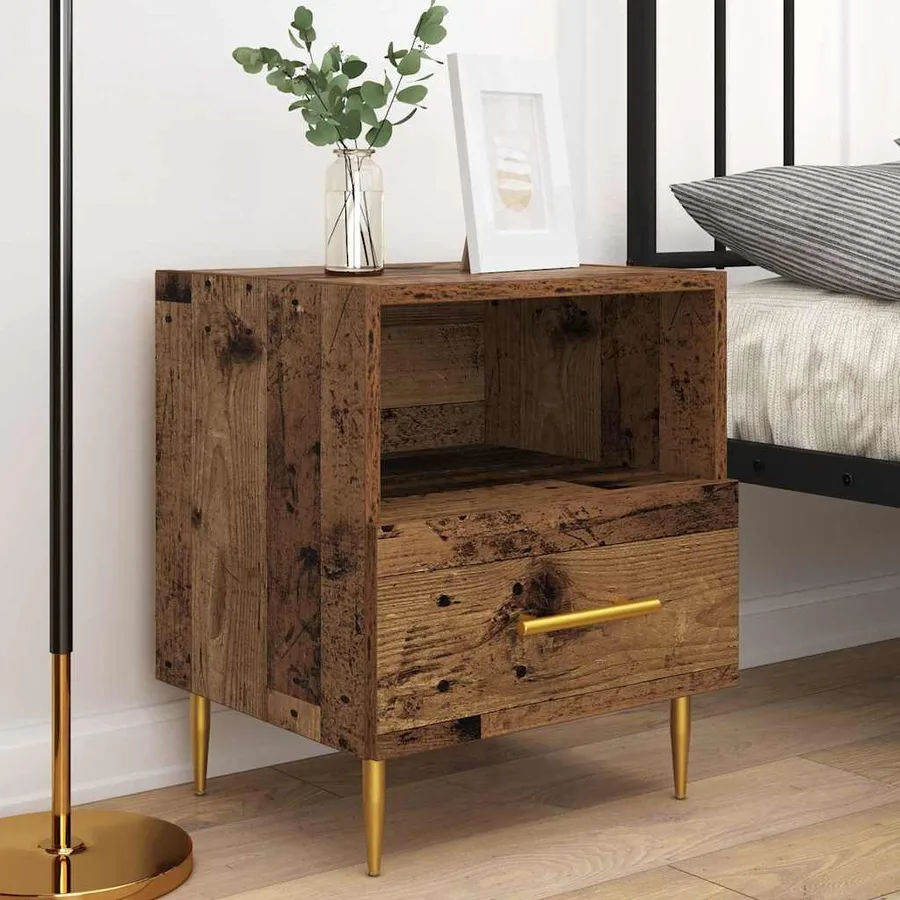 Table de chevet avec tiroir 2 pcs Bois ancien 40 x 35 x 47,5 cm - 4
