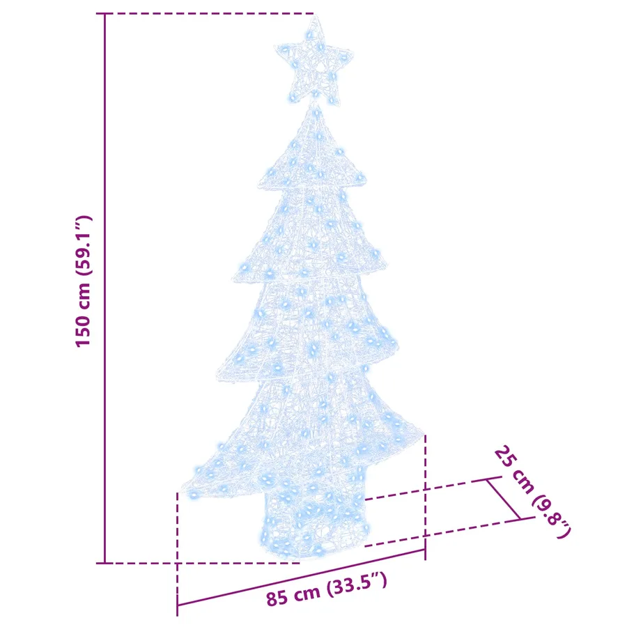 Sapin de Noël avec 160 LED Blanc froid 150 cm Acrylique - 10