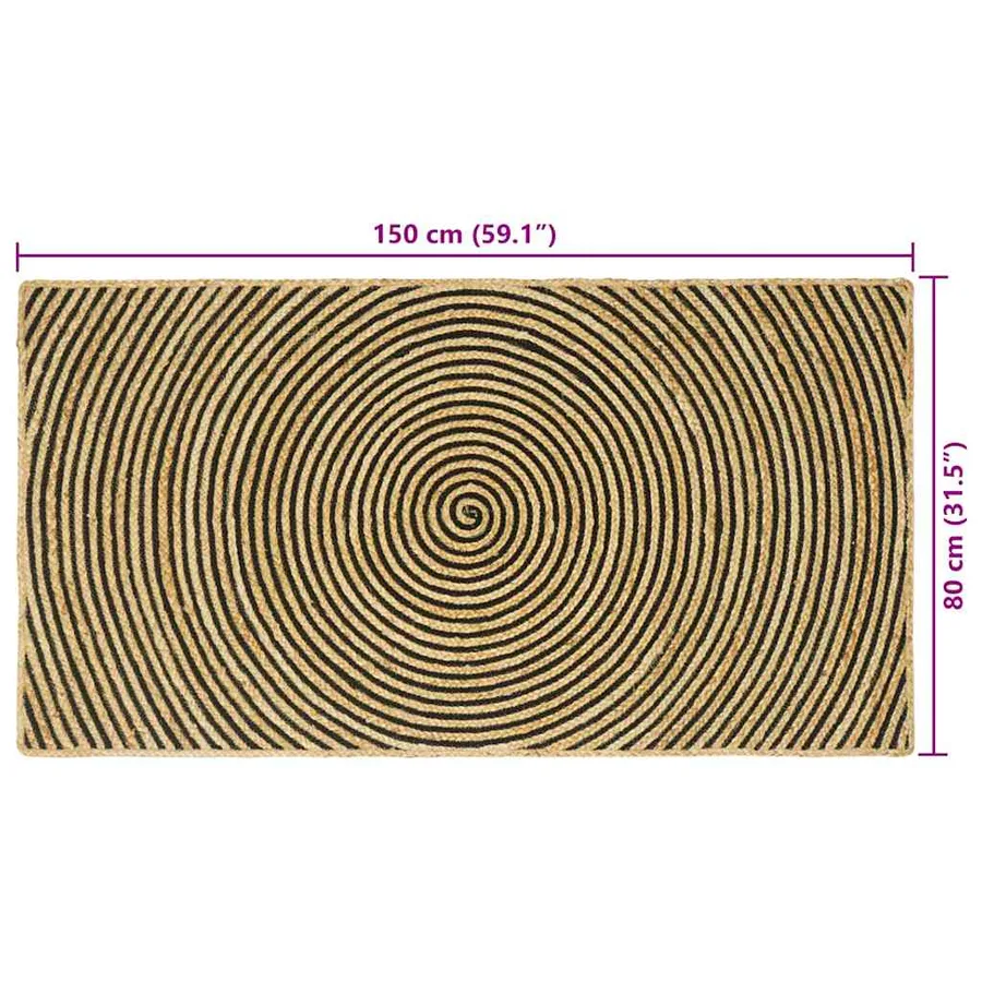Tapis de surface Noir 80 x 150 cm Jute - 9