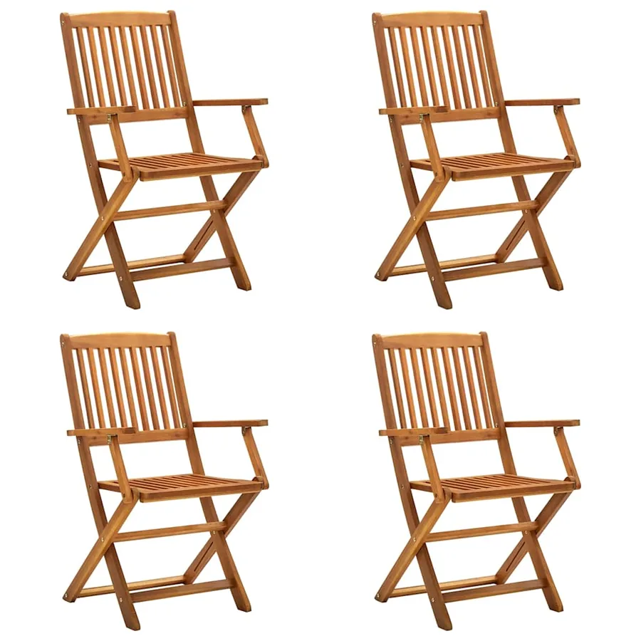 Chaises pliables d'extérieur lot de 4 Bois d'acacia solide