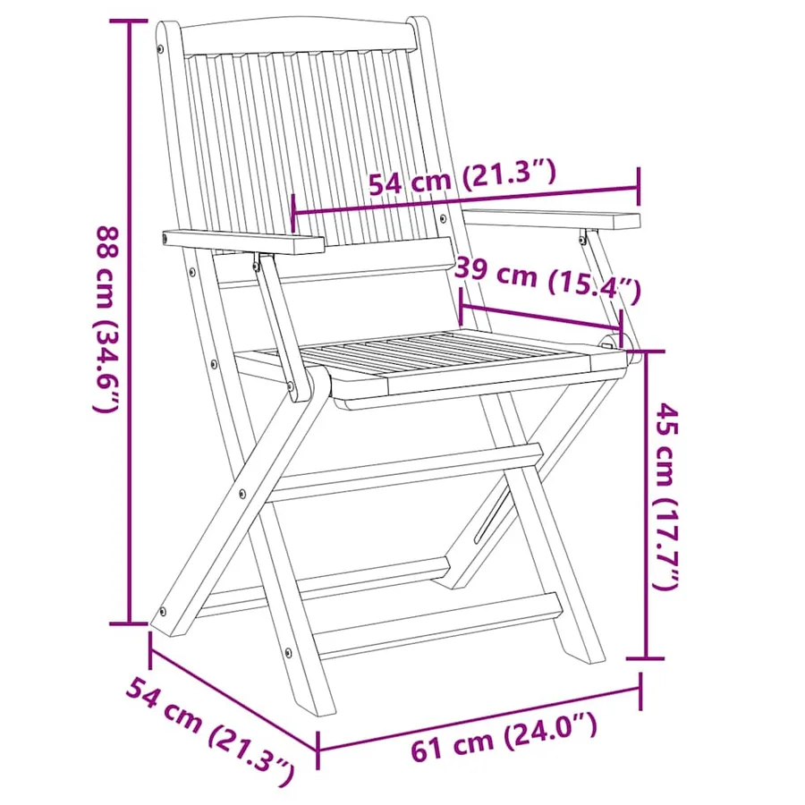 Chaises pliables d'extérieur lot de 4 Bois d'acacia solide - 9