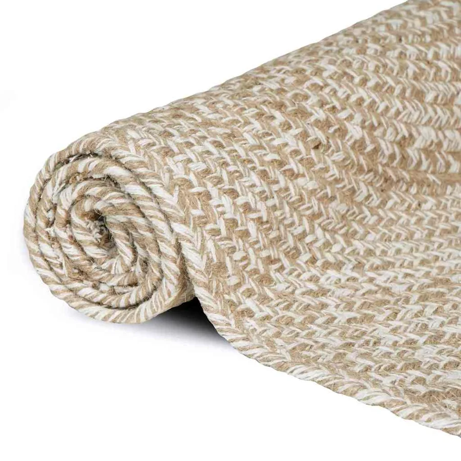 Tapis de surface Naturel et Blanc 80 x 150 cm Jute - 2