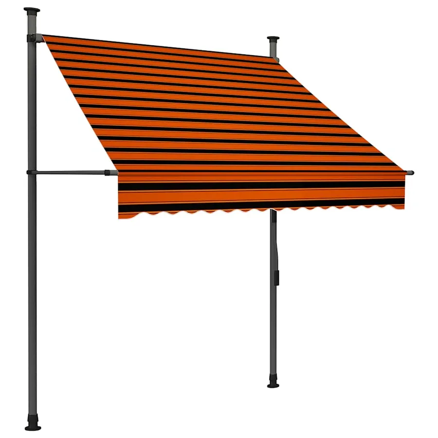 Auvent manuel rétractable avec LED 150 cm Orange et marron - 2