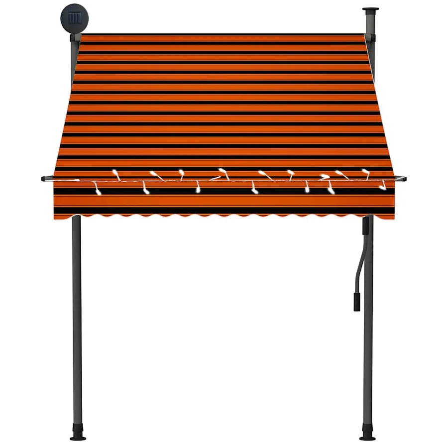 Auvent manuel rétractable avec LED 150 cm Orange et marron - 4