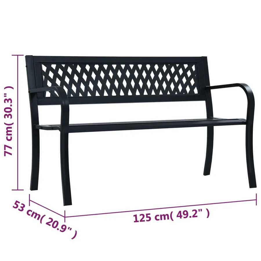 Banc de jardin 125 cm Noir Acier - 8