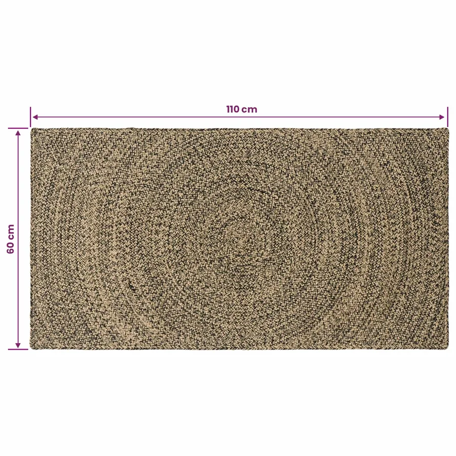 Tapis de surface Naturel et noir 60 x 110 cm Jute - 8