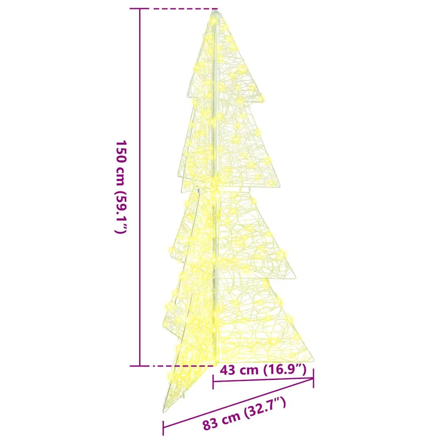 Sapin de Noël avec 160 LED Blanc chaud 150 cm Acrylique - 8
