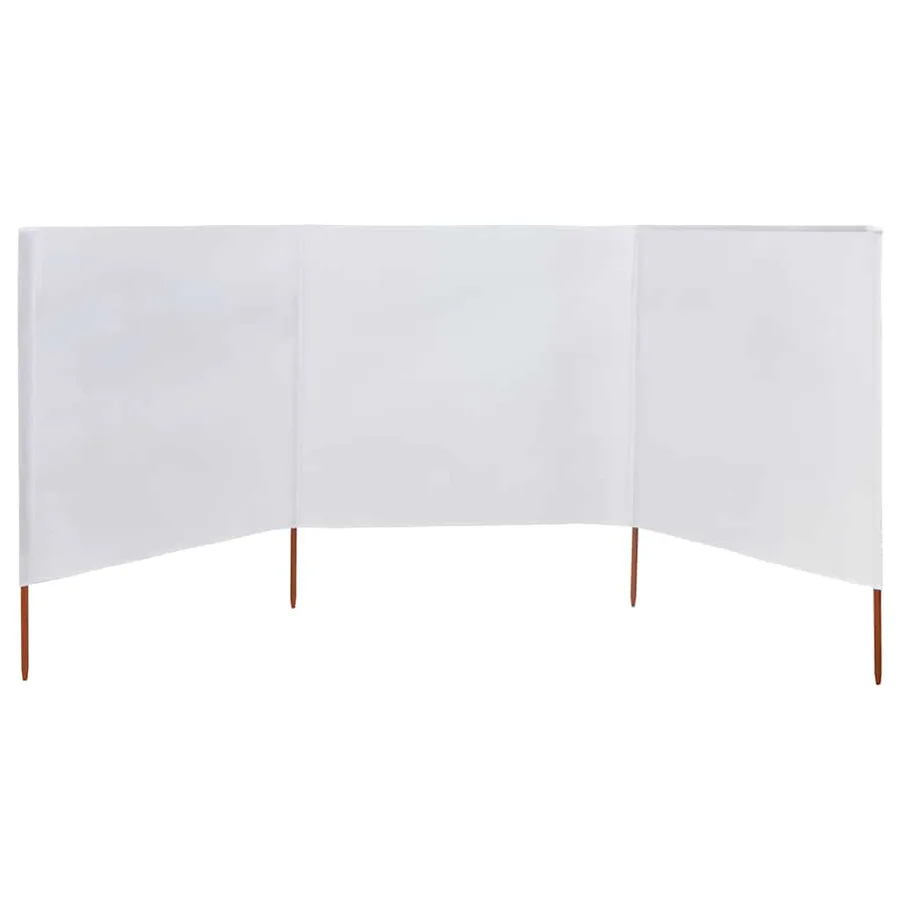 Paravent 3 panneaux Tissu 400 x 160 cm Blanc sable - 3
