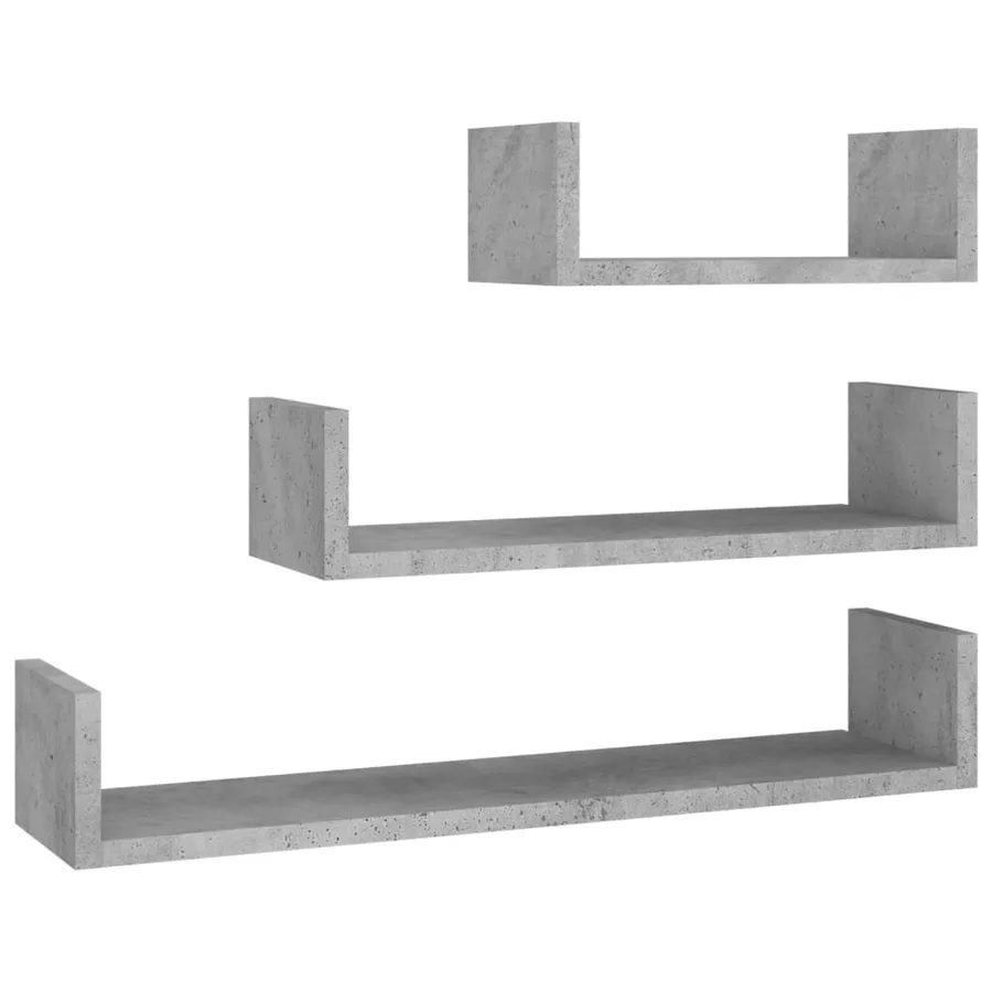Étagères murales 3 pcs Gris béton Bois d'ingénierie - 2