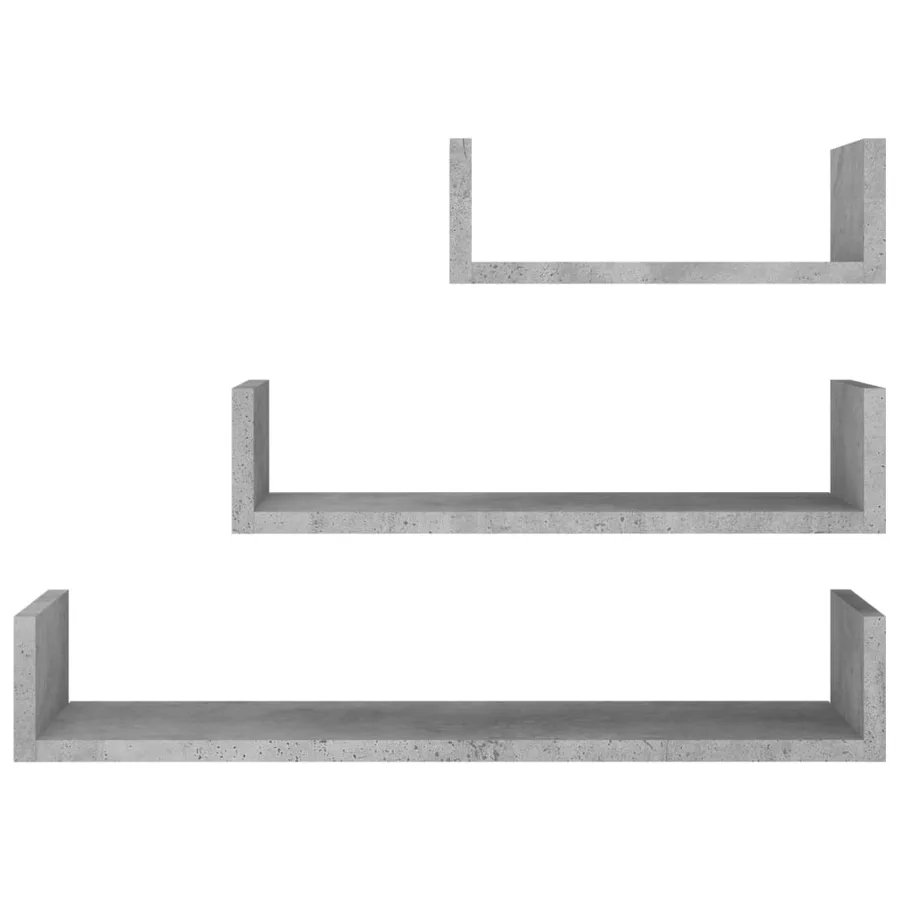 Étagères murales 3 pcs Gris béton Bois d'ingénierie - 4