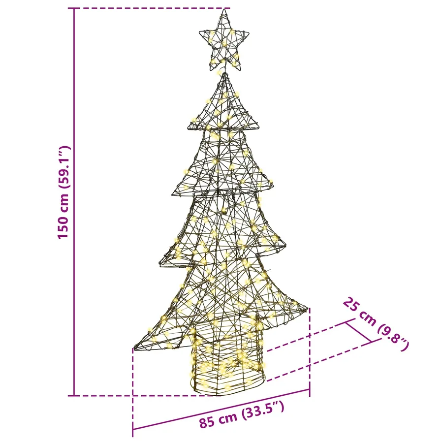 Sapin de Noël avec 160 LED Blanc chaud 150 cm Rotin - 10