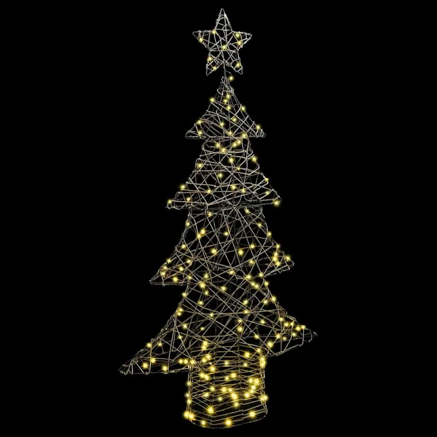 Sapin de Noël avec 160 LED Blanc chaud 150 cm Rotin - 5